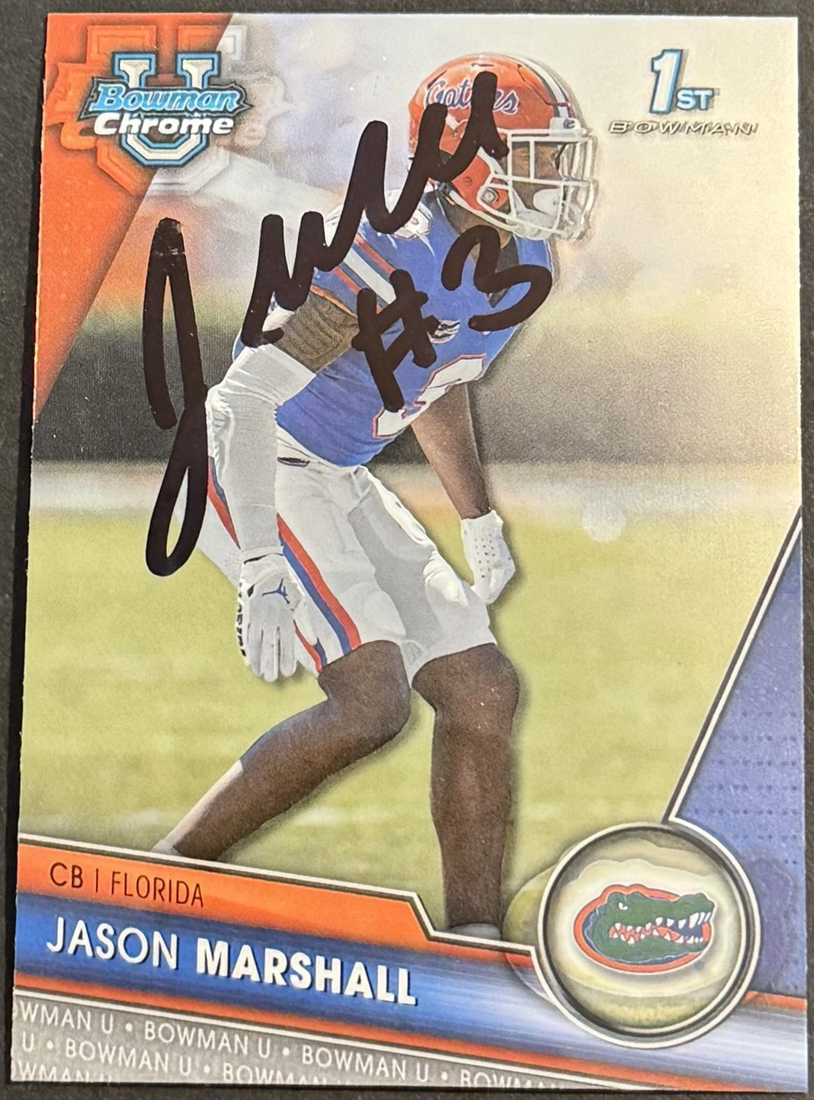 Jason Marshall Signed Florida 2023 Bowman Chrome U Rookie Card BAS Beckett