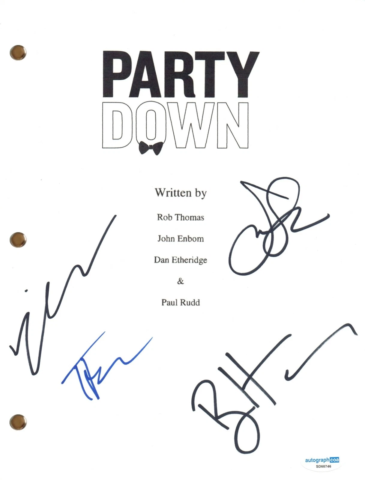 Party Down Cast Signed Autograph Pilot Script TV Screenplay Jane Lynch x4 ACOA