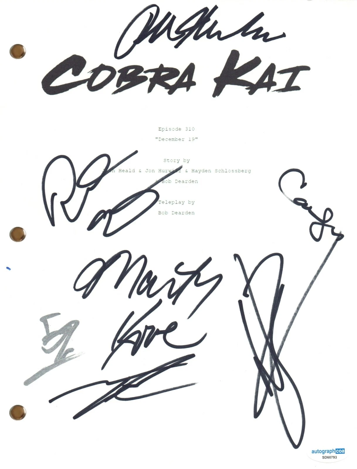 Cobra Kai Cast Signed Autograph Full Script Ralph Macchio William Zabka x7 ACOA