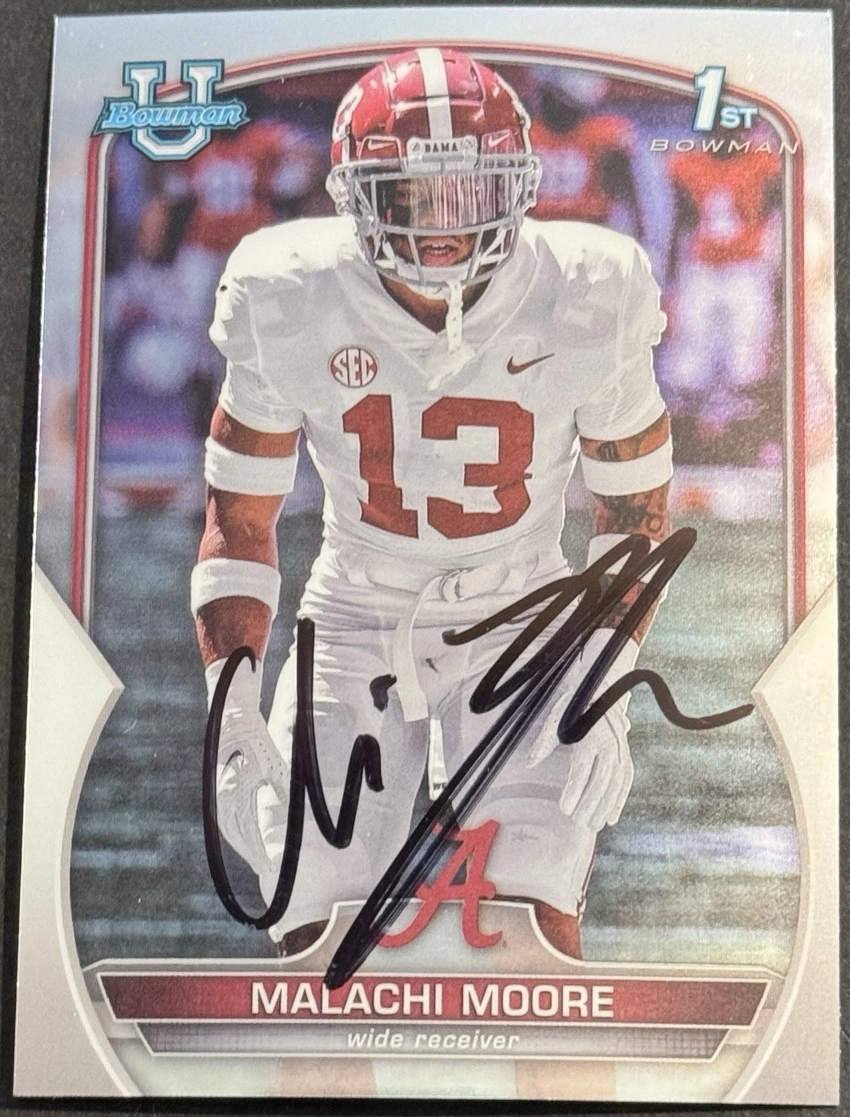 Malachi Moore Signed Alabama 2022 Bowman Chrome U Rookie Card BAS Beckett