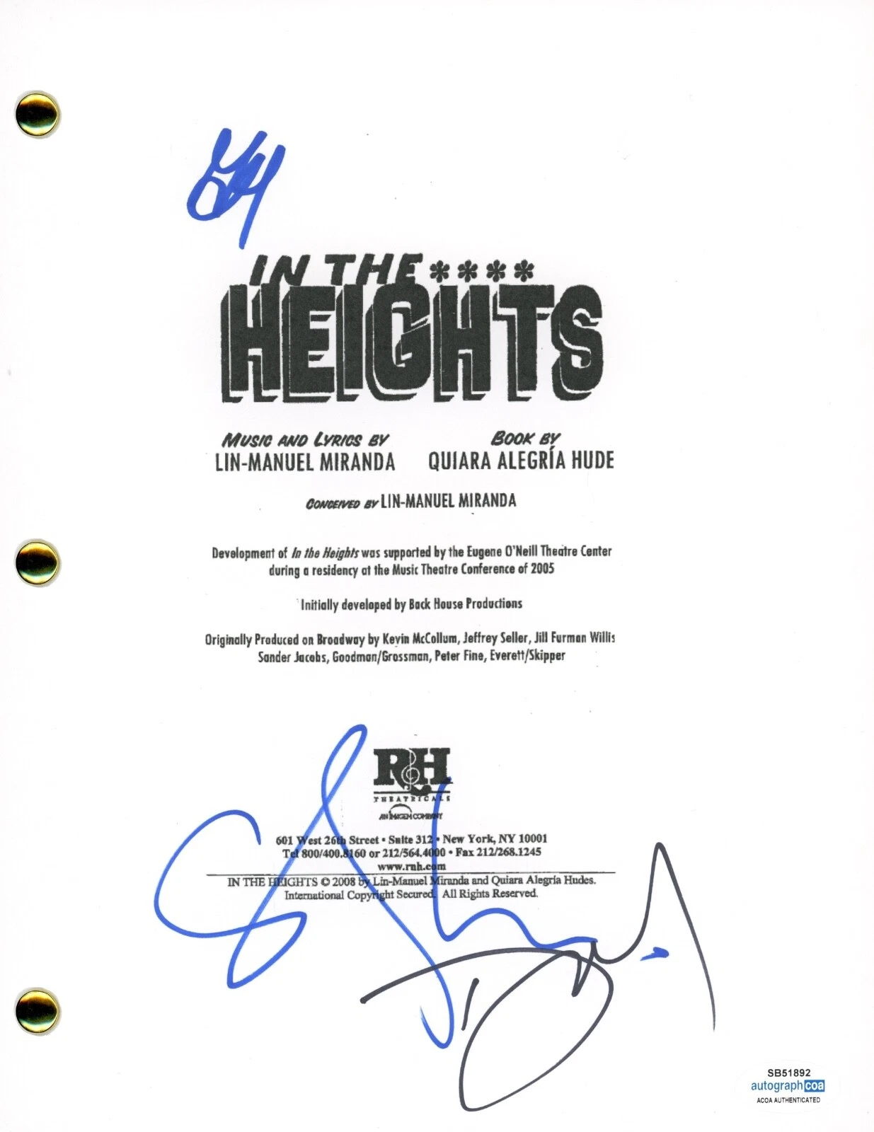 IN THE HEIGHTS Cast Signed Autograph Movie Script Christopher Jackson x3 ACOA