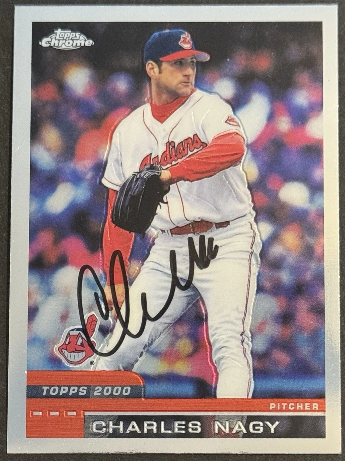 Charles Nagy Signed 2000 Topps Chrome Card Cleveland Indians BAS Beckett COA