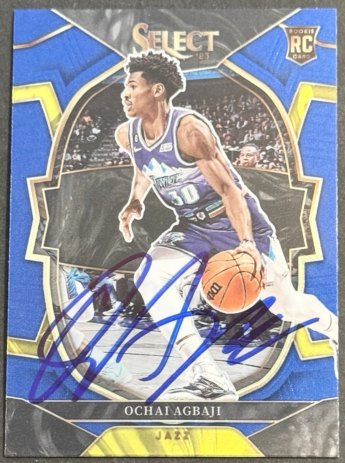 Ochai Agbaji Signed 2022-23 Select Rookie Card Utah Jazz BAS Beckett COA