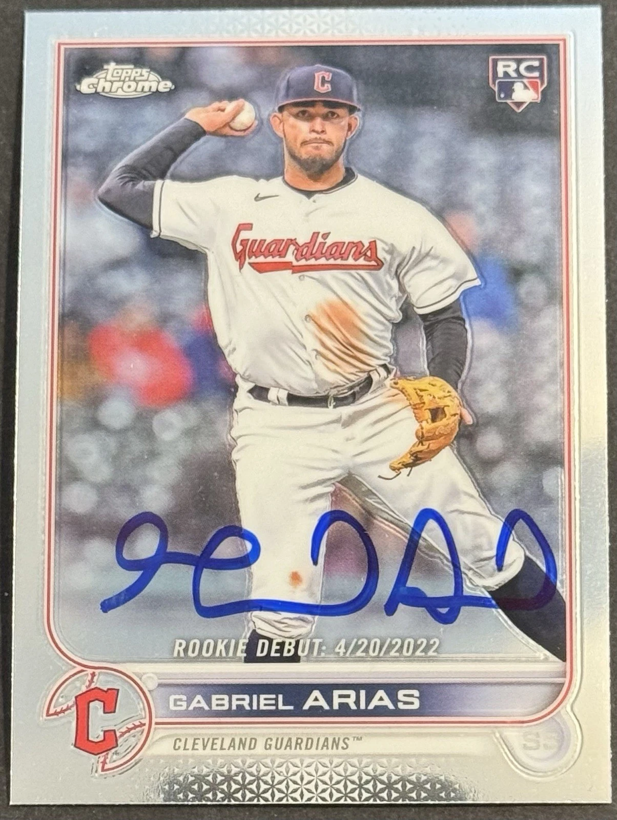 Gabriel Arias Signed 2022 Topps Chrome Rookie Card BAS Beckett COA Guardians