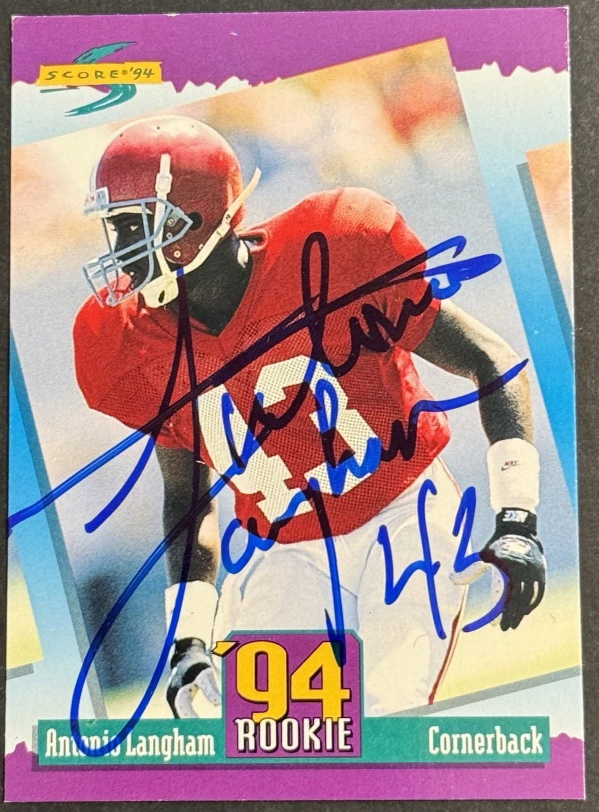 Antonio Langham Signed 1994 Score Rookie Card BAS Beckett COA Browns