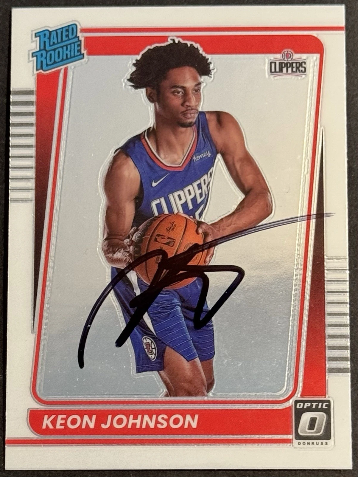 Keon Johnson 2020-21 Donruss Optic Rookie Card Clippers BAS Beckett COA