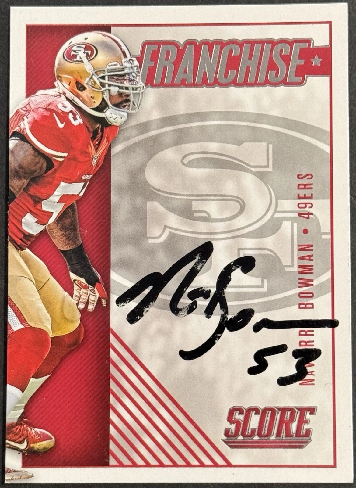 Navorro Bowman Signed 2016 Score Franchise Insert Card 49ers BAS Beckett COA
