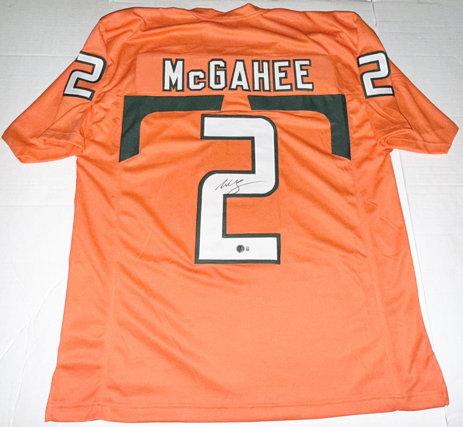 Willis McGahee Miami Hurricanes signed Orange Custom jersey Beckett Witnessed