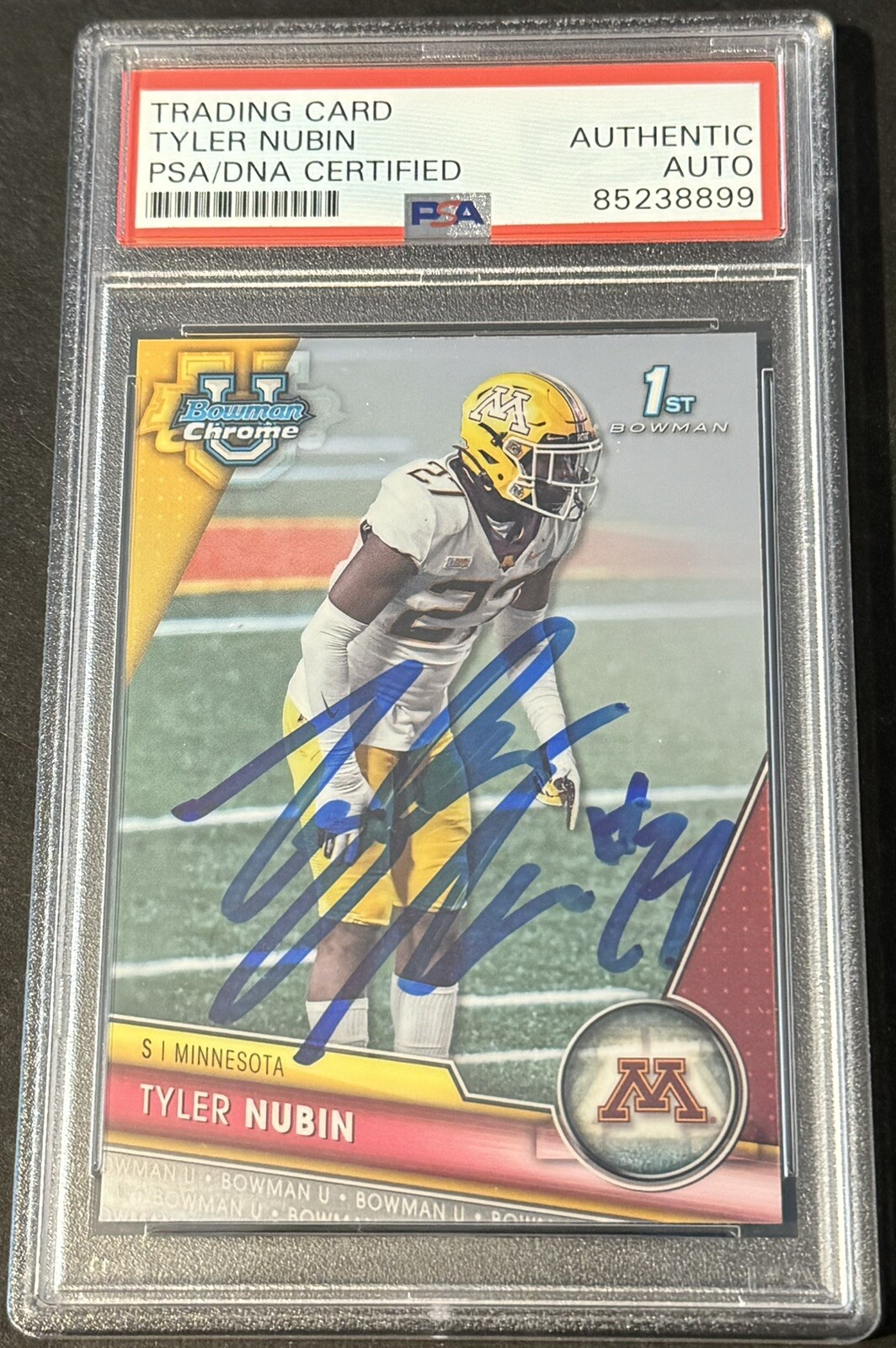 TYLER NUBIN SIGNED 2023 BOWMAN CHROME U ROOKIE CARD MINNESOTA GOPHERS PSA/DNA COLLECTIBLE MEMORABILIA
