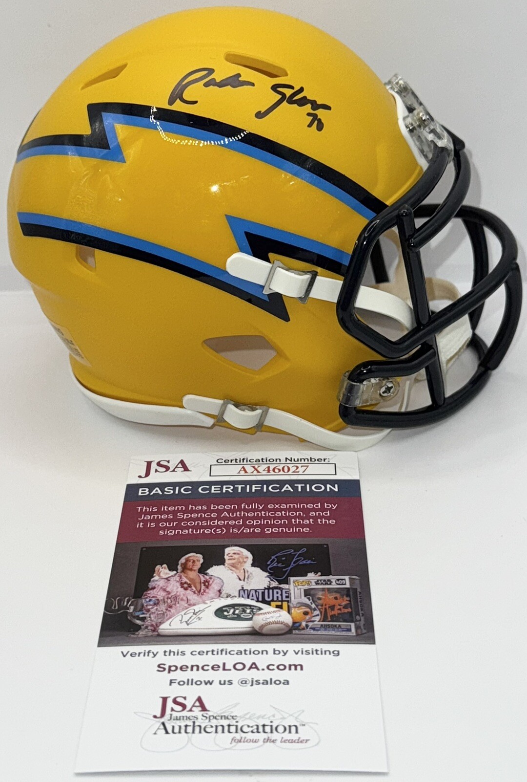 Rashawn Slater Signed Autographed Los Angeles Chargers Amp Mini Helmet JSA COA