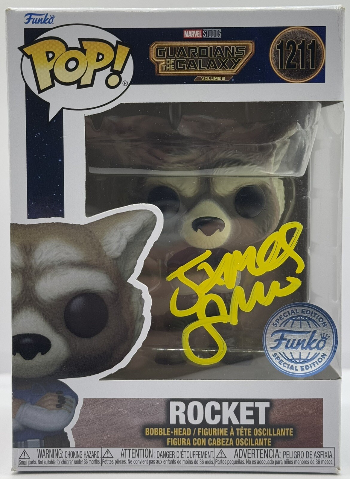 James Gunn Signed Auto Rocket Funko Pop Guardians Of The Galaxy JSA COA