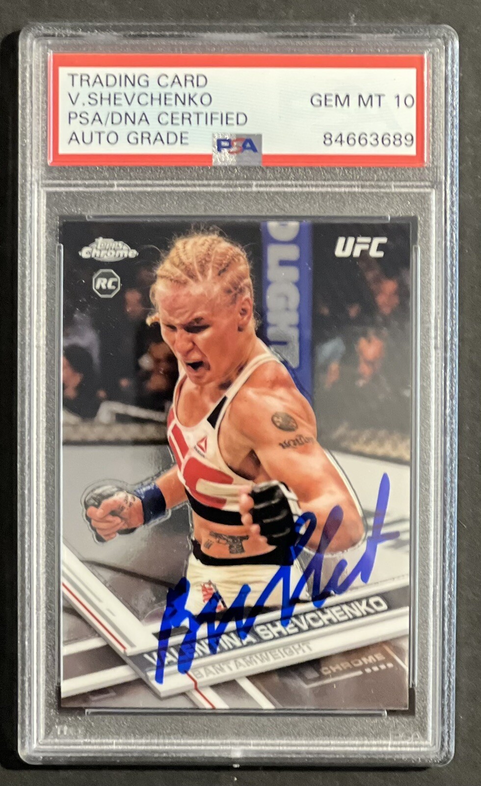 Valentina Shevchenko Signed 2017 Topps Chrome Rookie Card UFC PSA/DNA Slabbed
