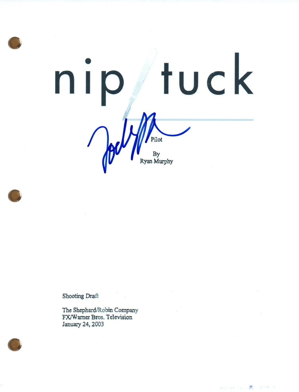 Joely Richardson NIP/TUCK Signed Autograph Pilot Episode Script Screenplay COA