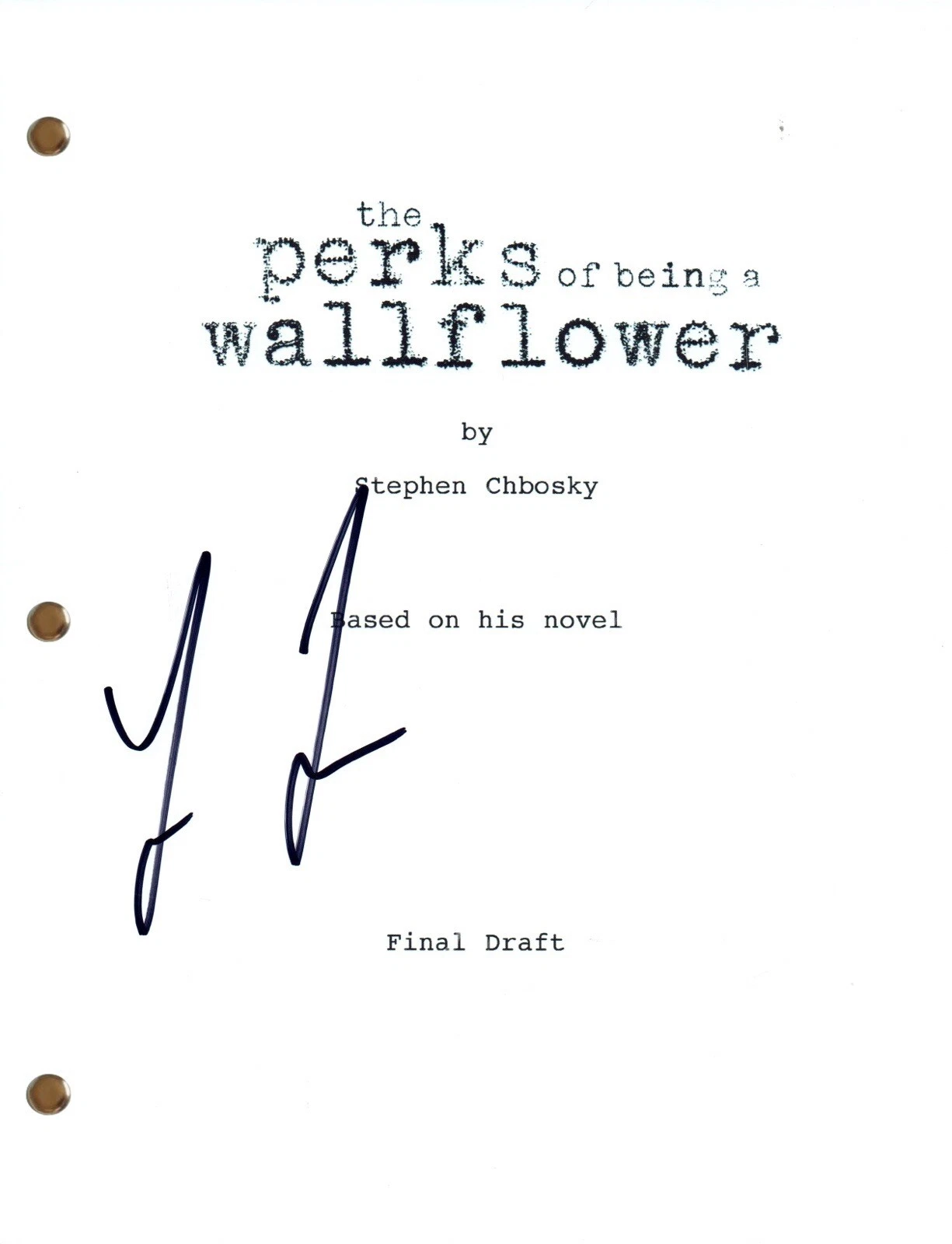Logan Lerman Signed The Perks of Being a Wallflower Autograph Movie Script COA