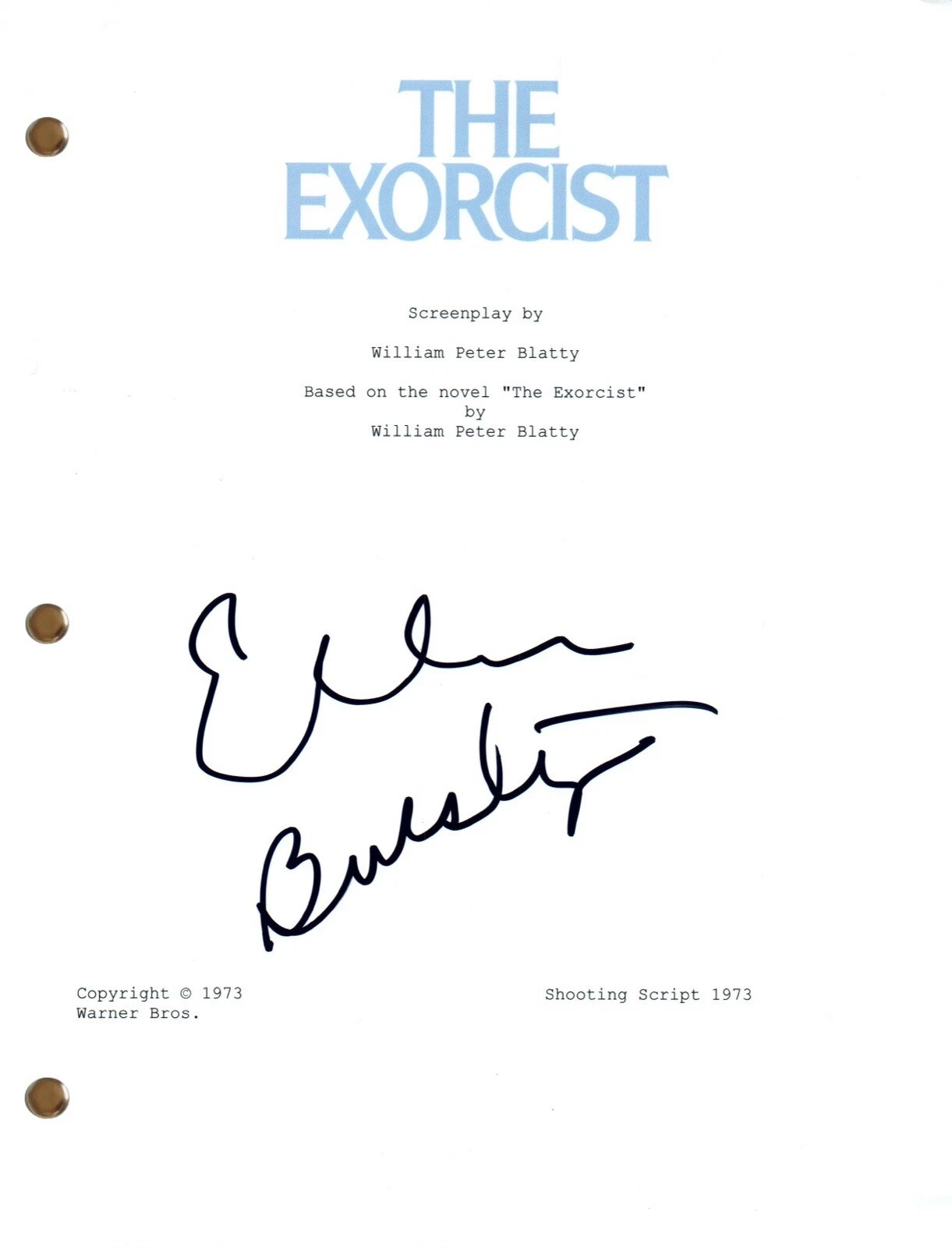 Ellen Burstyn THE EXORCIST Signed Autograph Movie Script Screenplay Horror COA
