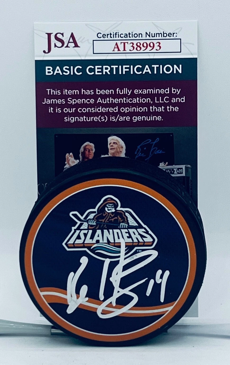 Bo Horvat signed New York Islanders Reverse Retro Puck autographed #2 JSA