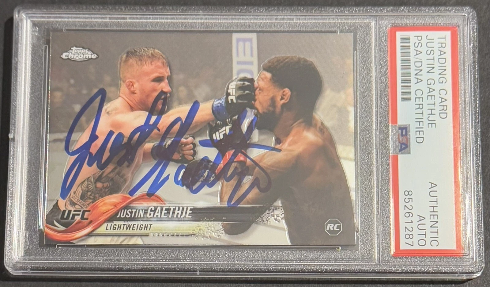 Justin Gaethje Signed Autographed 2018 Topps Chrome Rookie Card UFC PSA/DNA Slab
