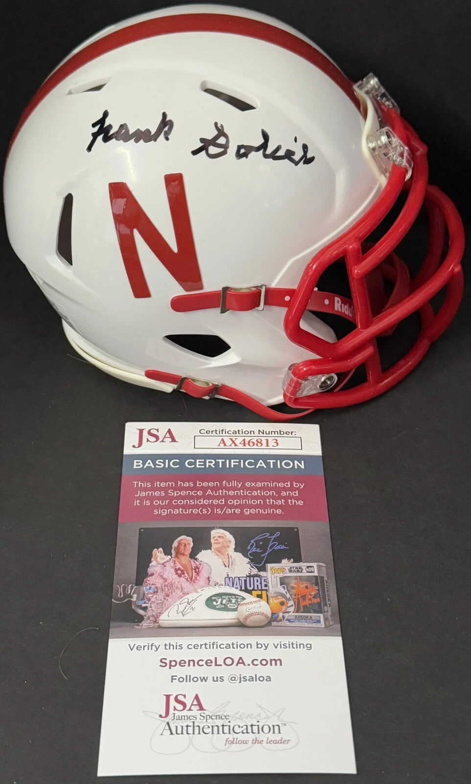 Frank Solich Signed Autographed Nebraska Cornhuskers Mini Helmet JSA COA