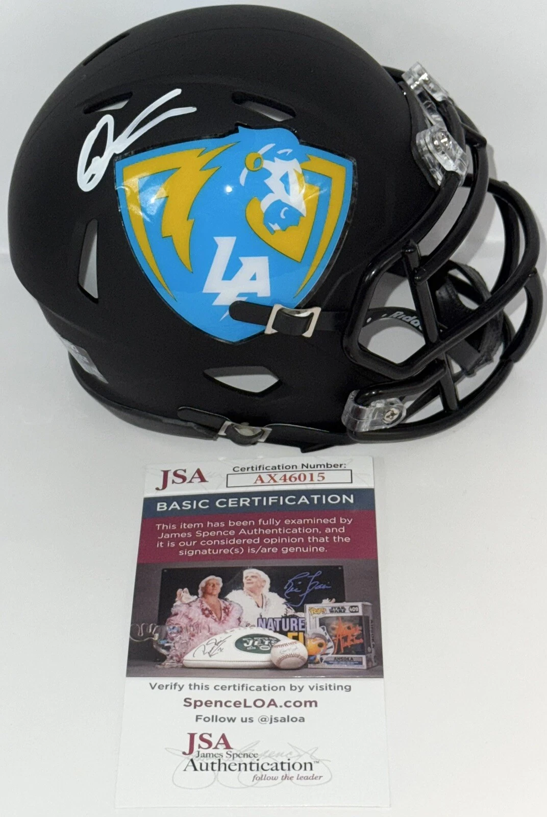 Quentin Johnston Signed Autographed Los Angeles Chargers Mini Helmet JSA COA