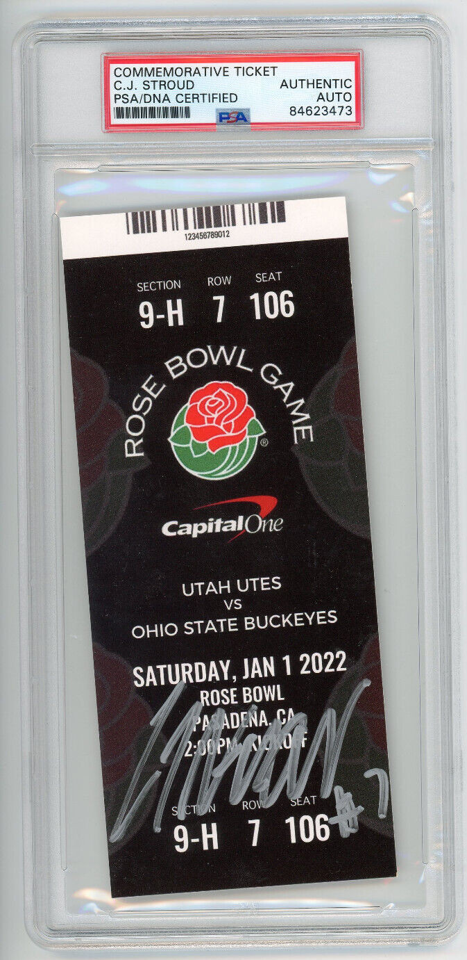 PSA/DNA Ohio State CJ STROUD Autographed Signed 2022 Rose Bowl Ticket Auto