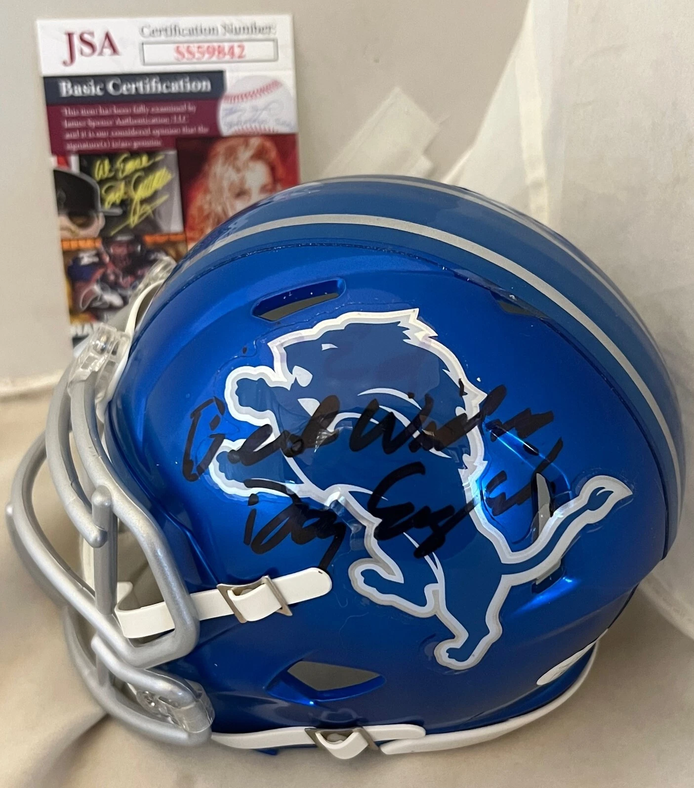 Doug English signed Detroit Lions Flash mini helmet autographed JSA