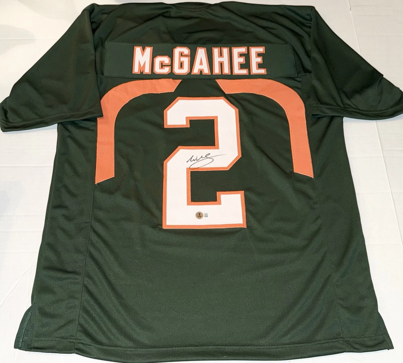 WILLIS MCGAHEE MIAMI HURRICANES SIGNED CUSTOM JERSEY BECKETT WITNESSED COLLECTIBLE MEMORABILIA