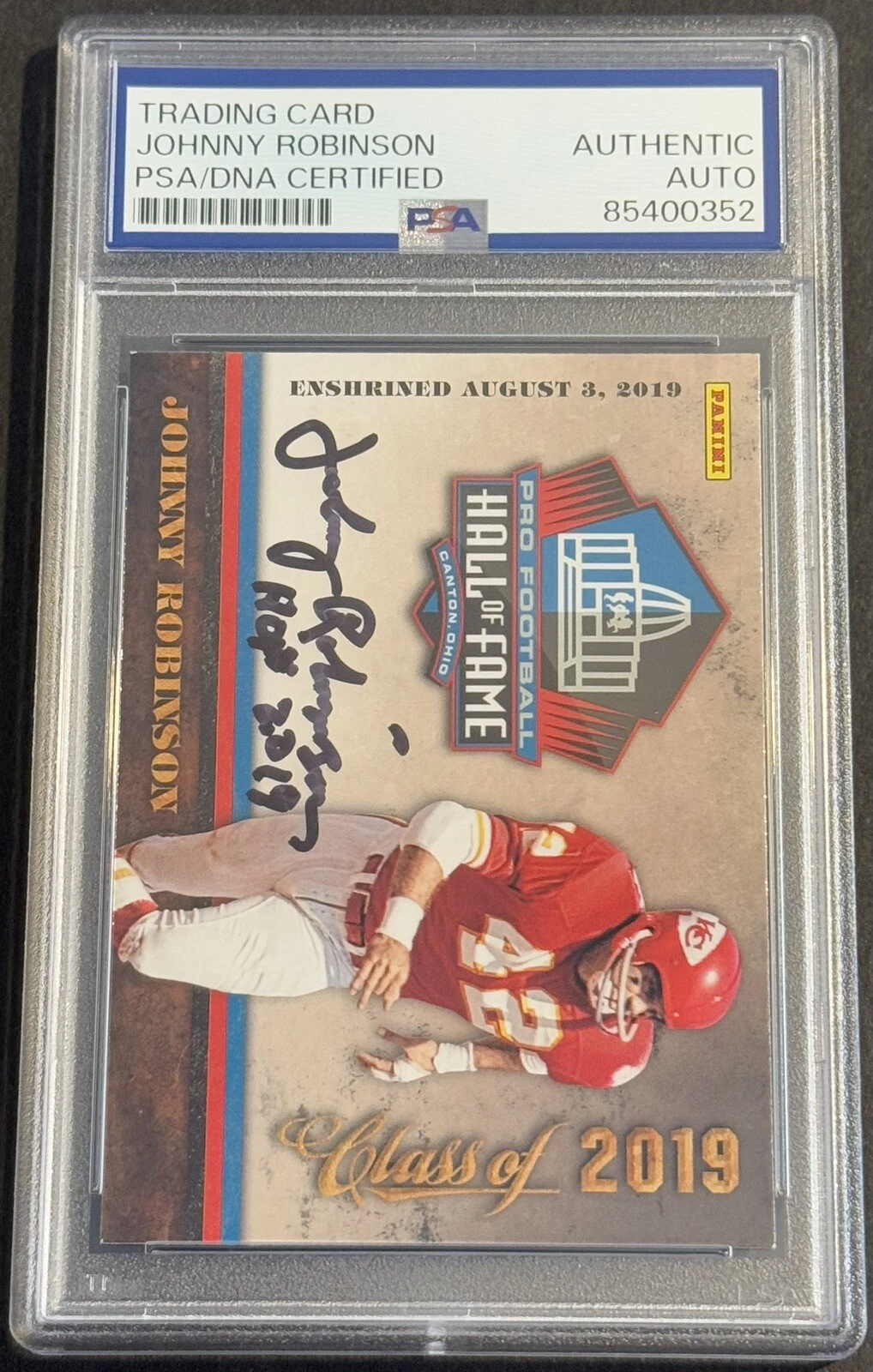 Johnny Robinson Signed Autographed 2019 Panini Hall Of Fame Card Chiefs PSA/DNA