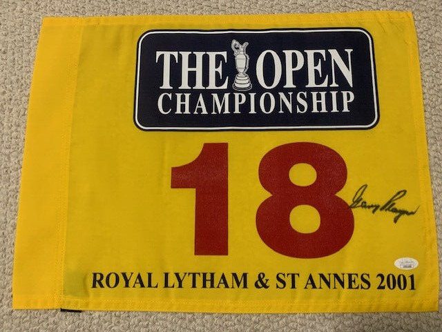 GARY PLAYER HAND SIGNED BRITISH OPEN GOLF FLAG FROM 2001 HIS LAST OPEN JSA