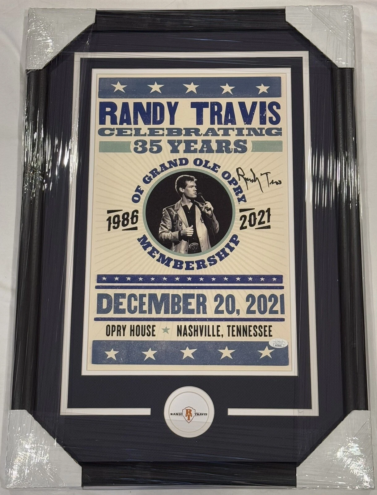 Randy Travis Signed Custom Framed Hatch Print Country Music Poster JSA COA