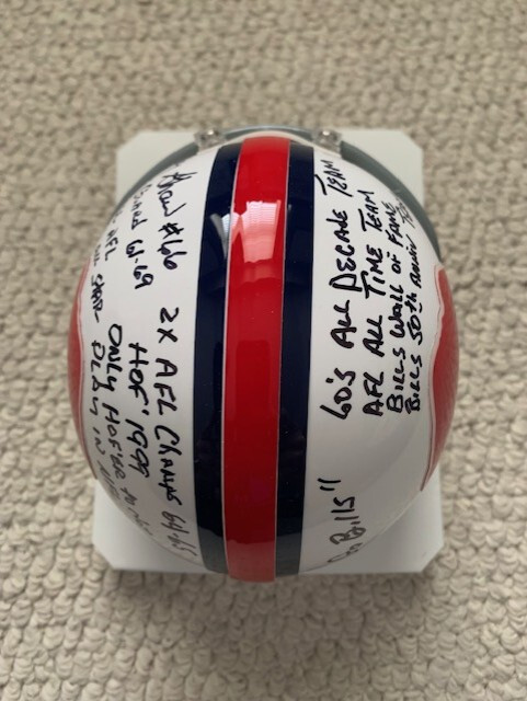BILLY SHAW HAND SIGNED BUFFALO BILLS MINI HELMET 12 INSCRIPTIONS JSA