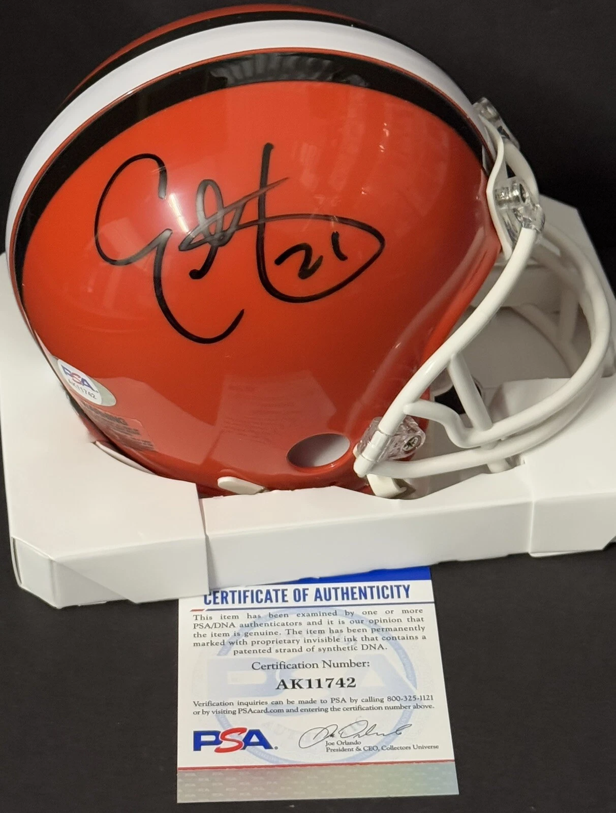 Eric Metcalf Signed Autographed Cleveland Browns Mini Helmet Psa/Dna