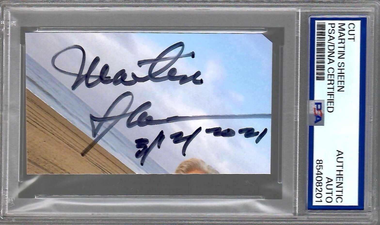 MARTIN SHEEN HAND SIGNED CUT SIGNATURE LEGENDARY ACTOR PSA SLABBED