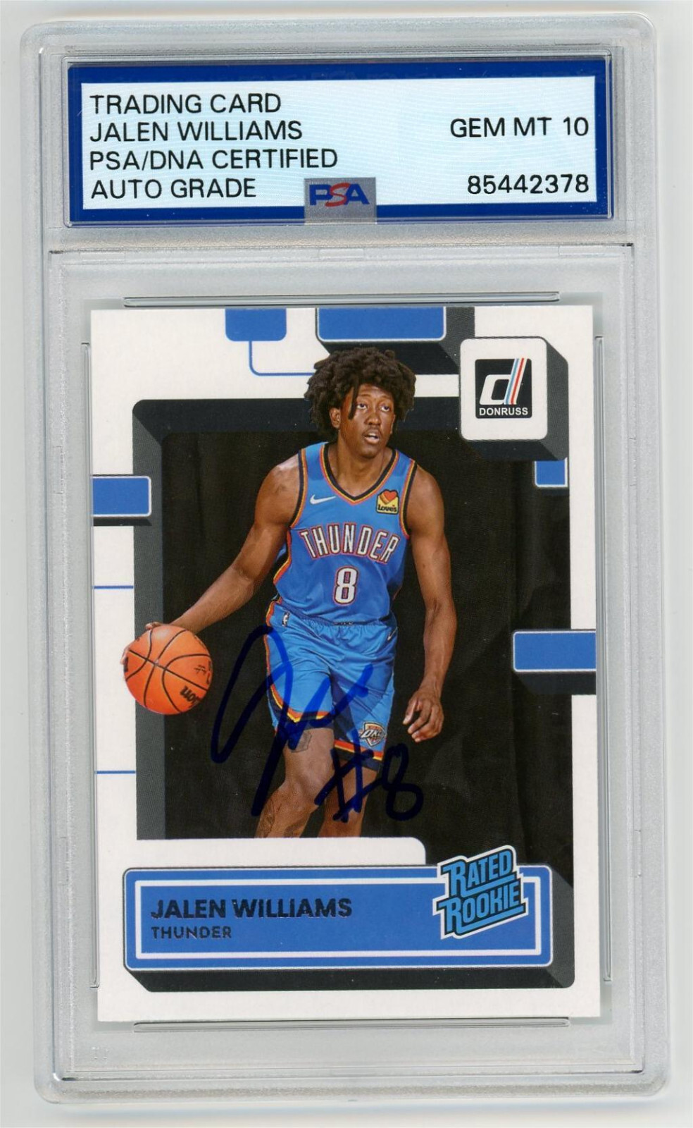 Jalen Williams Signed 2022 Donrus Rated Rookie #212 RC Auto PSA/DNA 10