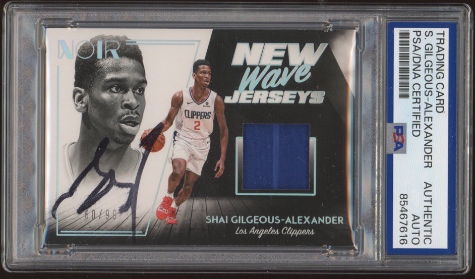 2018 Panini Noir Shai Gilgeous Alexander Rookie New Wave Jerseys Auto /99 PSA RC