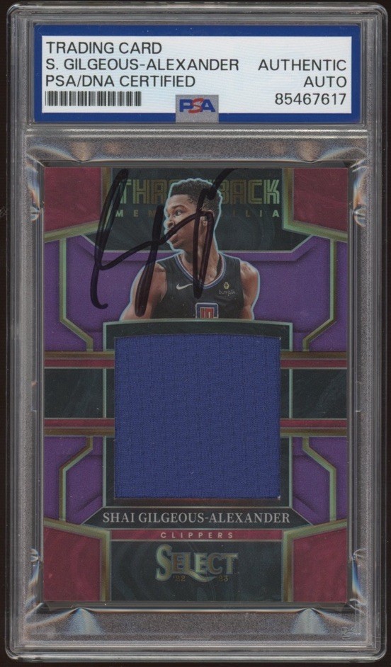 2022 Panini Select Shai Gilgeous Alexander Rookie Throwback Purple Auto /99 PSA