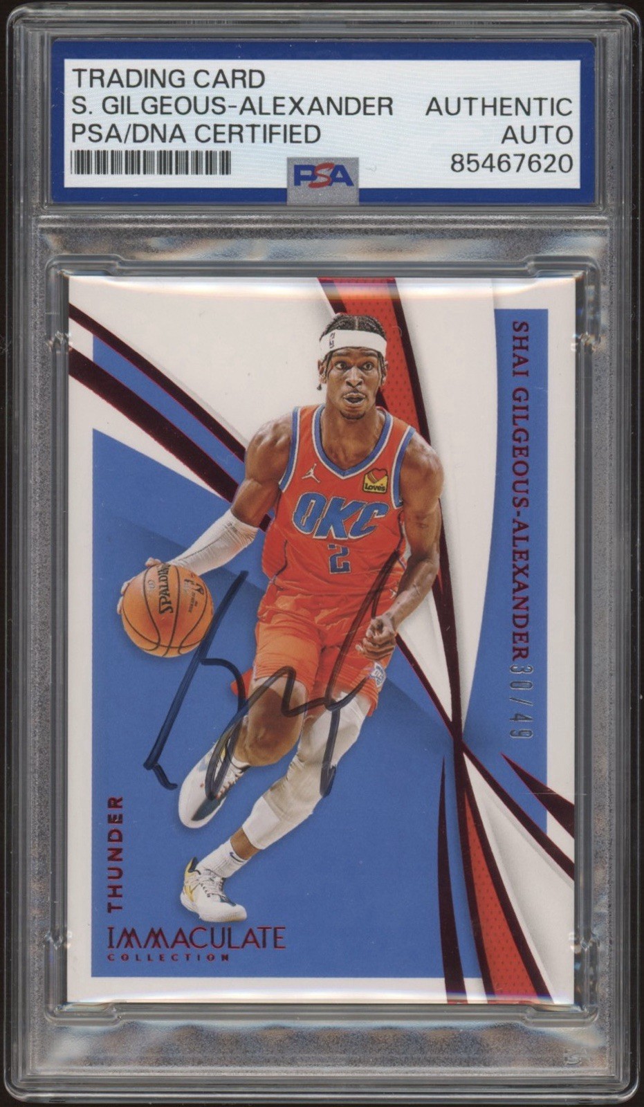 2020-21 Panini Immaculate #71 Shai Gilgeous-Alexander Signed Red Auto /49 PSA