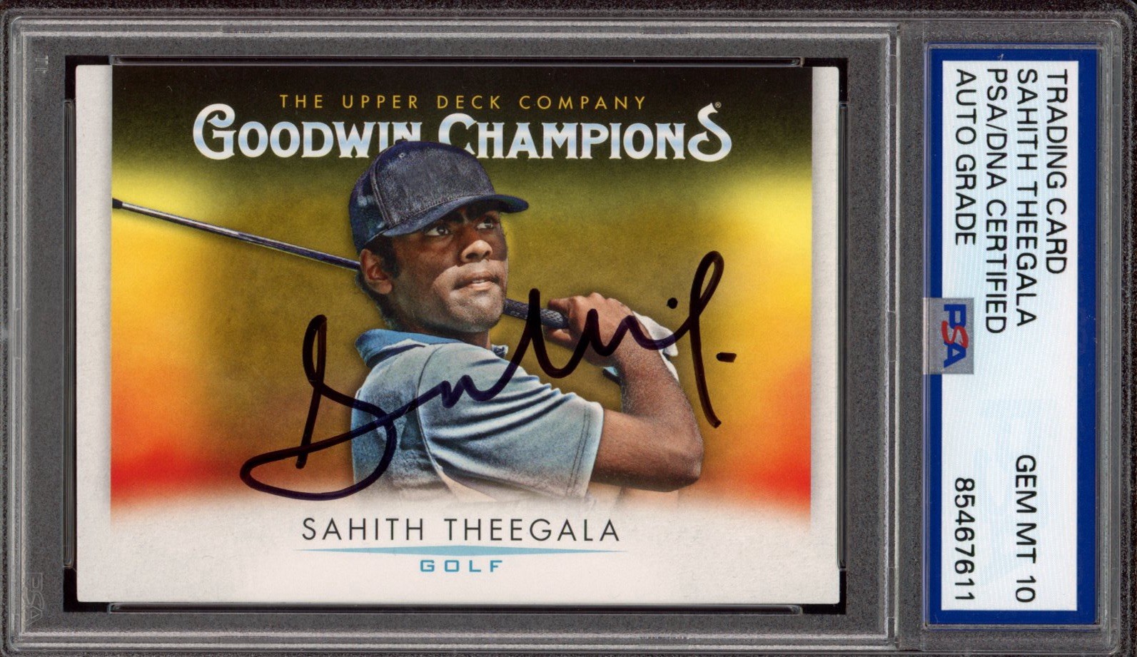 2021 UD Goodwin Champions #87 Sahith Theegala Signed Rookie PSA GEM MT 10 AUTO