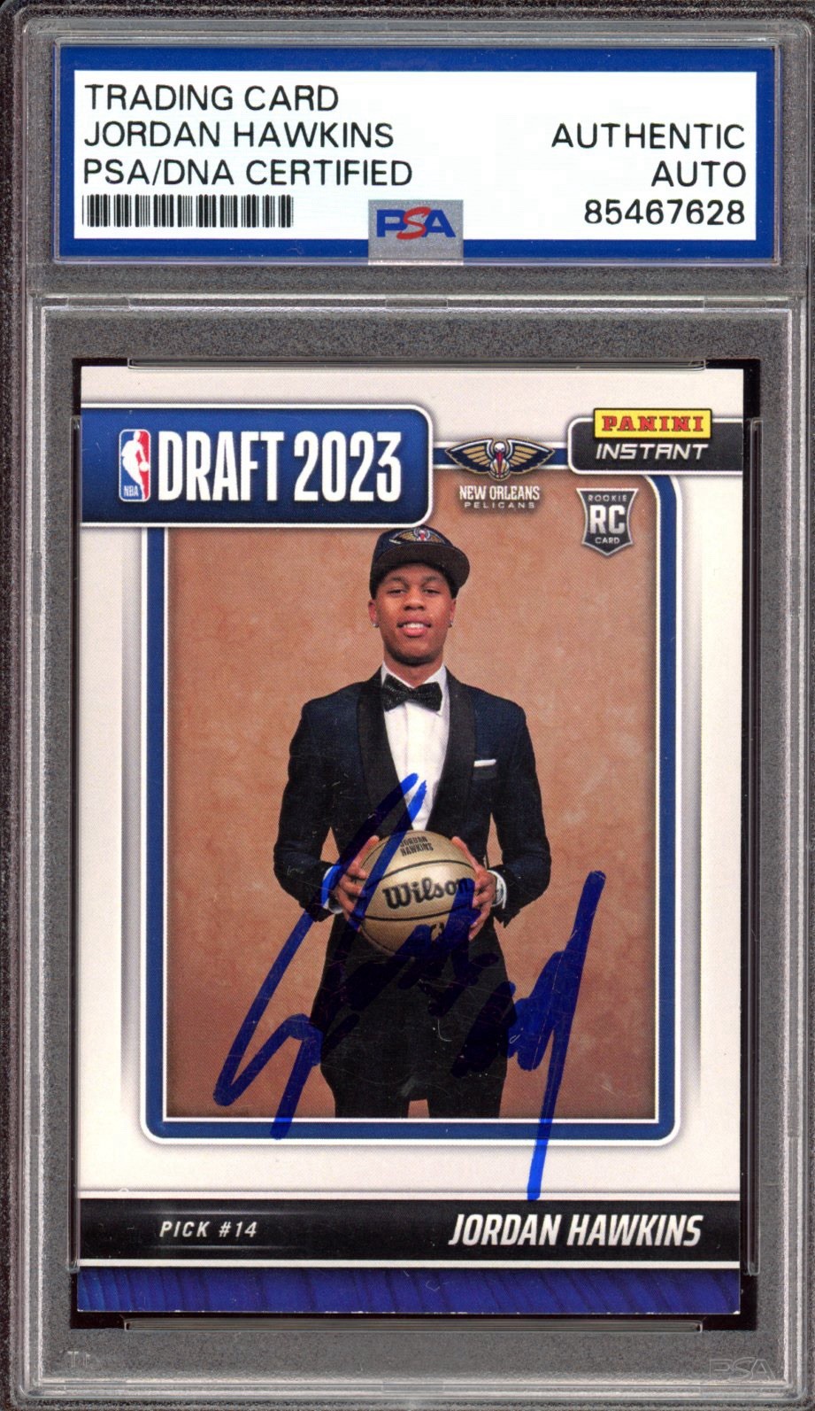 2023 Panini Instant #DN11 Jordan Hawkins Signed Draft Night Rookie Auto /455 PSA