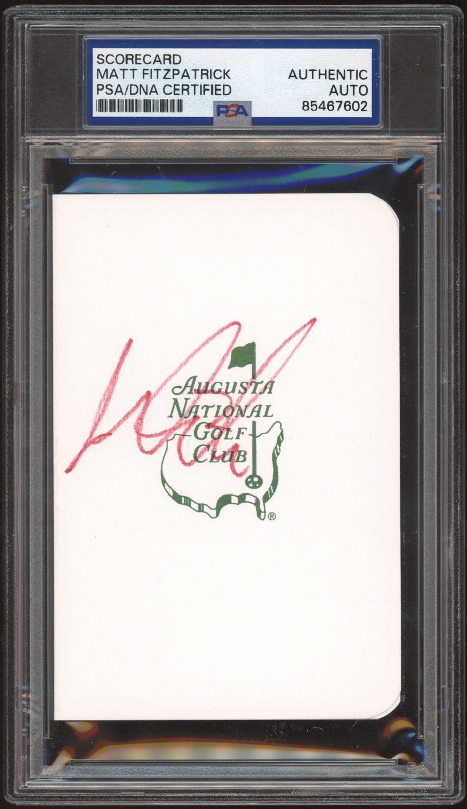 Matt Fitzpatrick Signed Augusta Masters Scorecard PSA Encapsulated PGA GOLF AUTO
