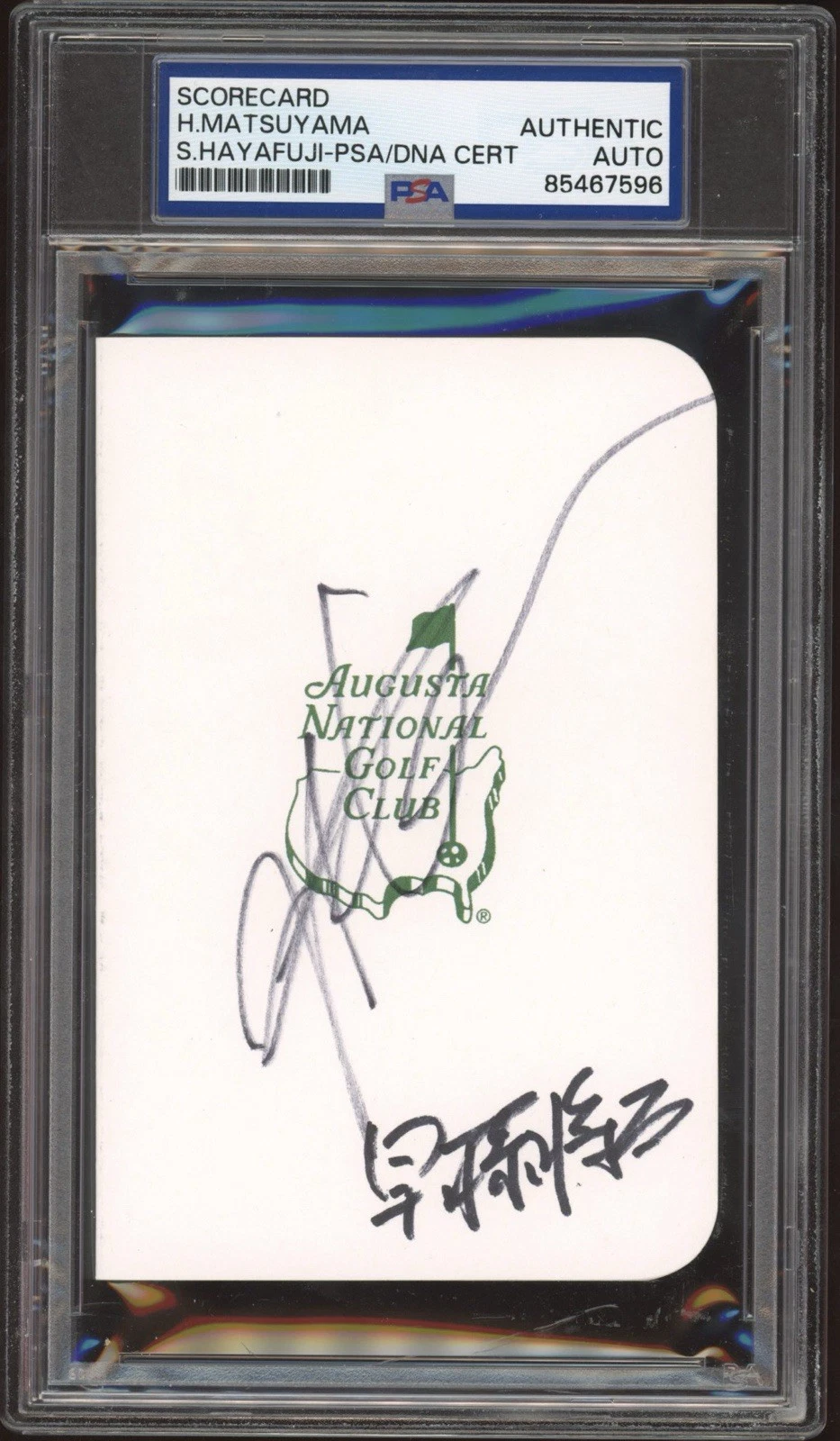Hideki Matsuyama + Shota Hayafuji Signed Masters Scorecard PSA/DNA 2021 CHAMPION