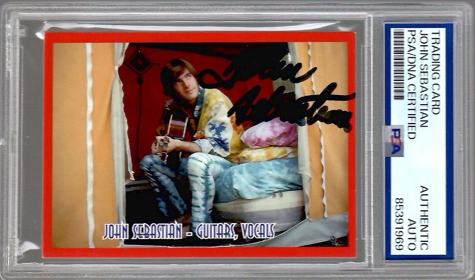 JOHN SEBASTIAN HAND SIGNED TRADING CARD PSA SLABBED LOVIN SPOONFUL