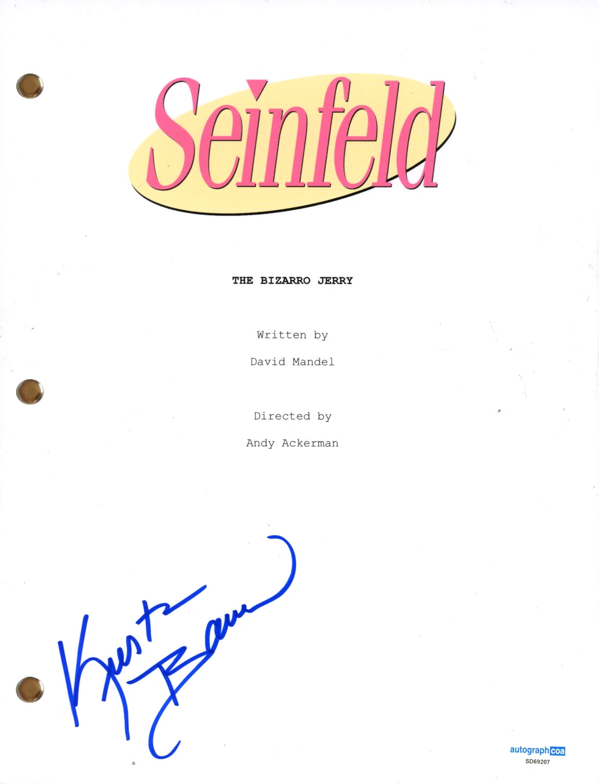 Kristin Bauer “Seinfeld” Signed Autograph Full TV Script 'Bizarro Jerry' ACOA