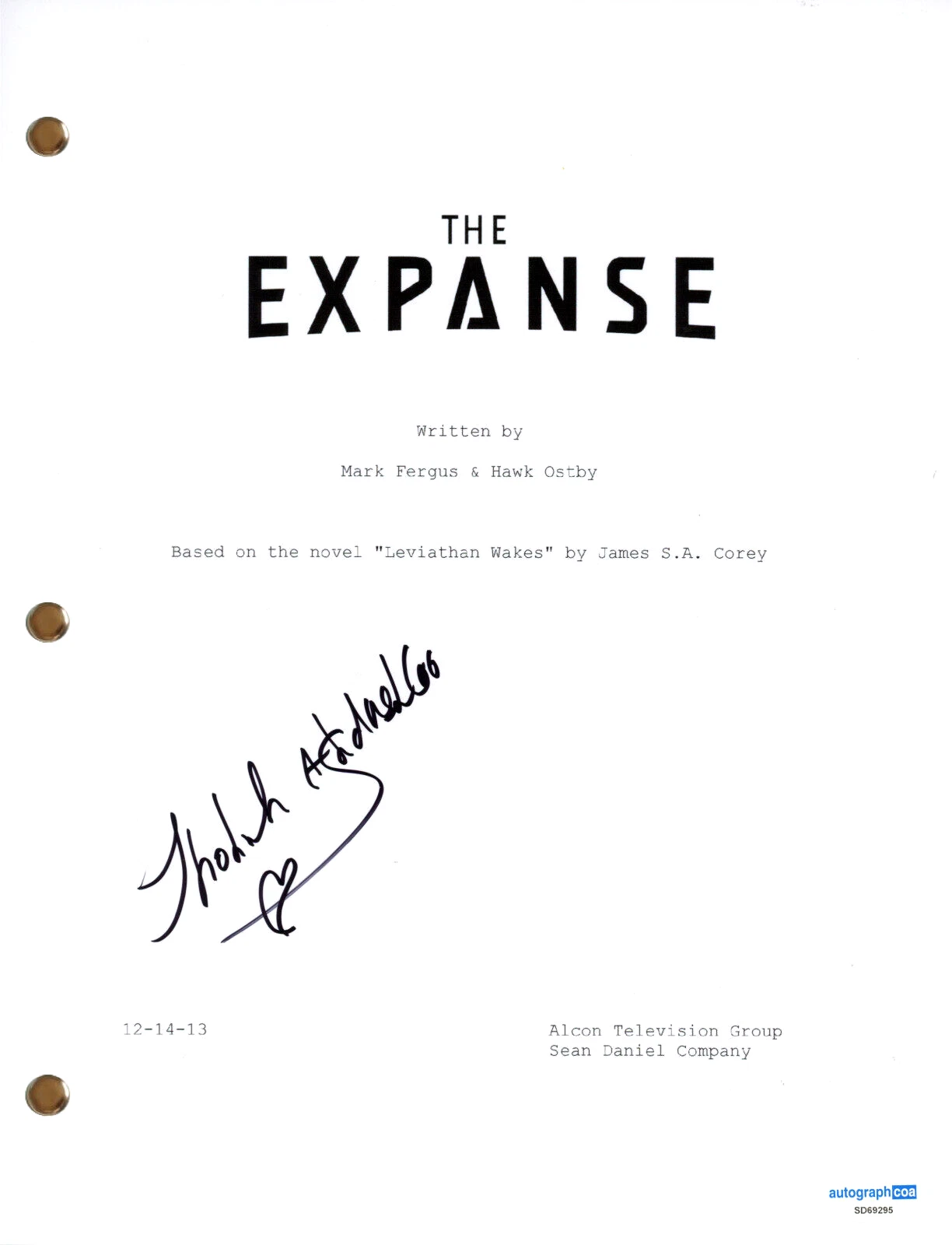 Shohreh Aghdashloo 'The Expanse' Signed Autograph Pilot Script Screenplay ACOA