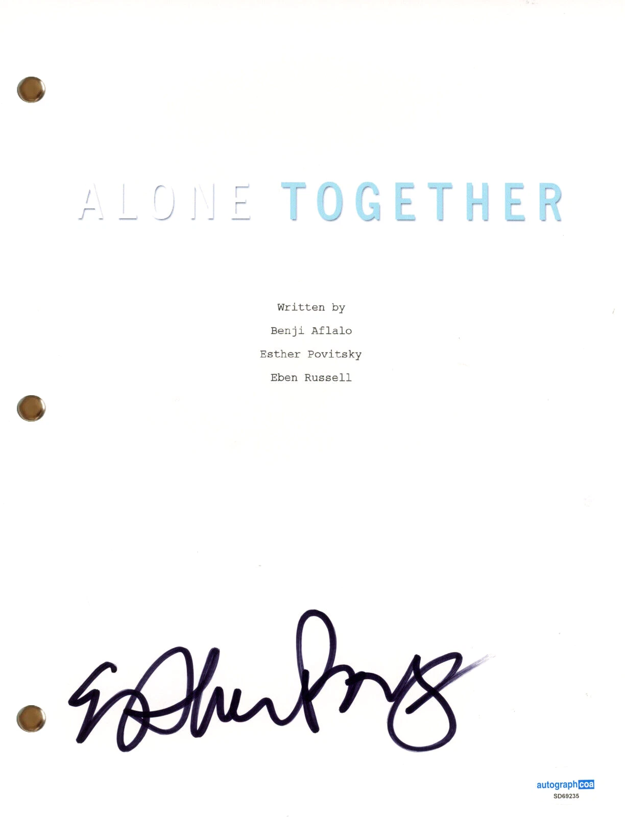 Esther Povitsky “Alone Together” Signed Autograph Full Pilot Episode Script ACOA