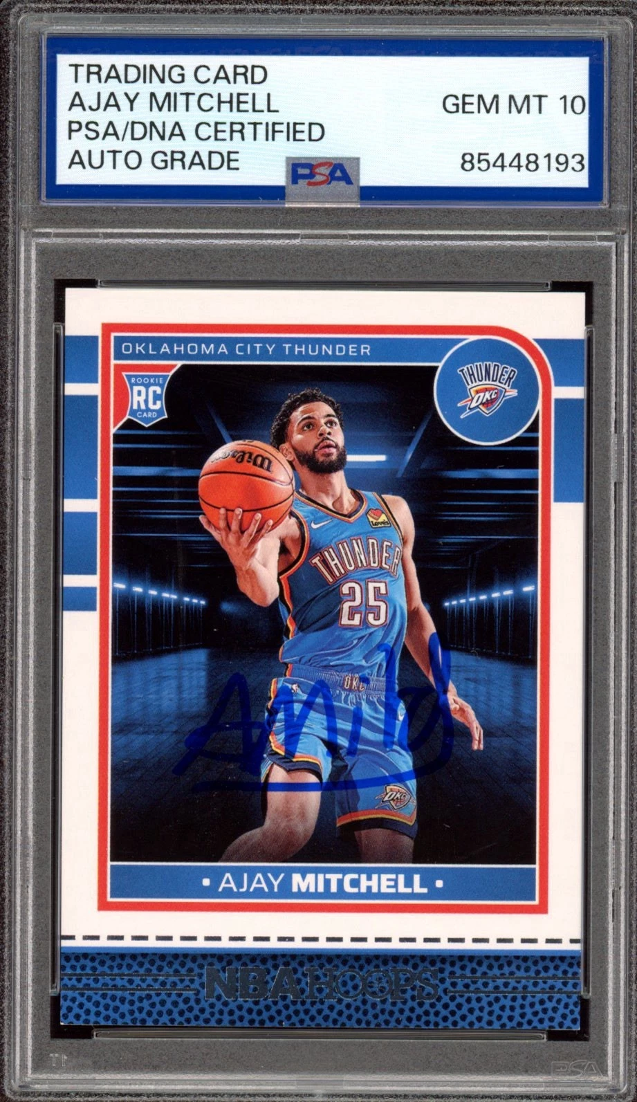 2024-2025 Panini NBA Hoops #268 Ajay Mitchell Signed Rookie PSA GEM MT 10 AUTO