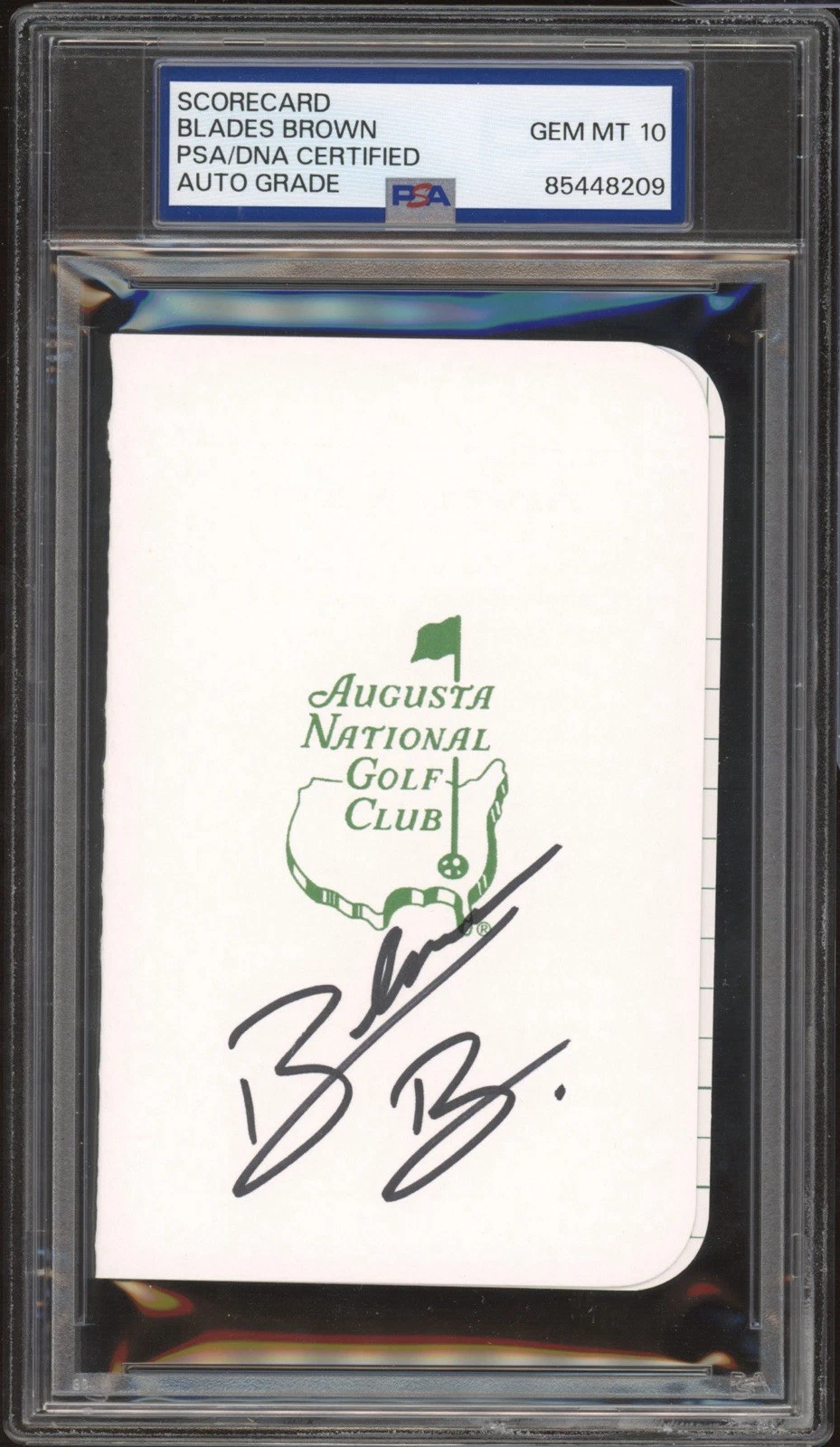 Blades Brown Signed Augusta Masters Golf Scorecard PSA/DNA GEM MINT 10 AUTO PGA