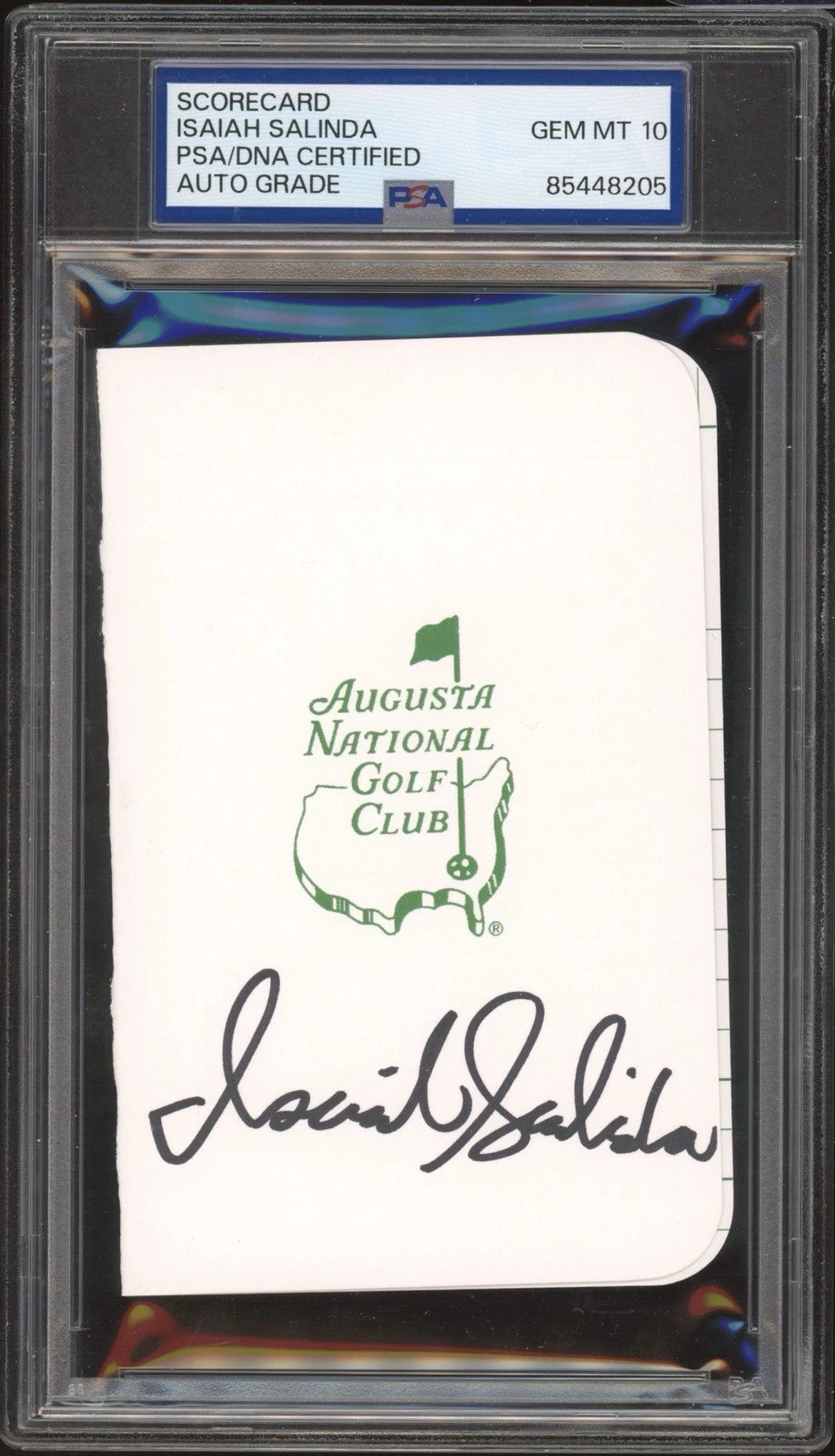 Isaiah Salinda Signed Augusta Masters Golf Scorecard PSA/DNA GEM MT 10 AUTO PGA