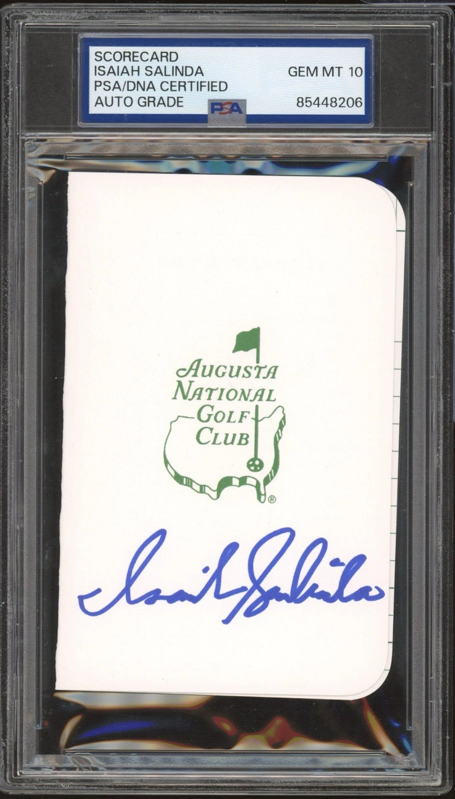 Isaiah Salinda Signed Augusta Masters Golf Scorecard PSA/DNA GEM MT 10 AUTO PGA