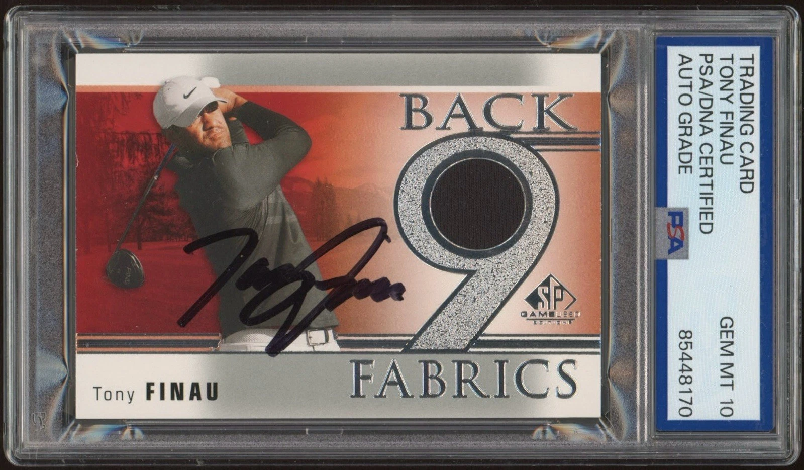 2021 Upper Deck Golf Tony Finau Signed Back 9 Rookie Fabric PSA GEM MT 10 AUTO
