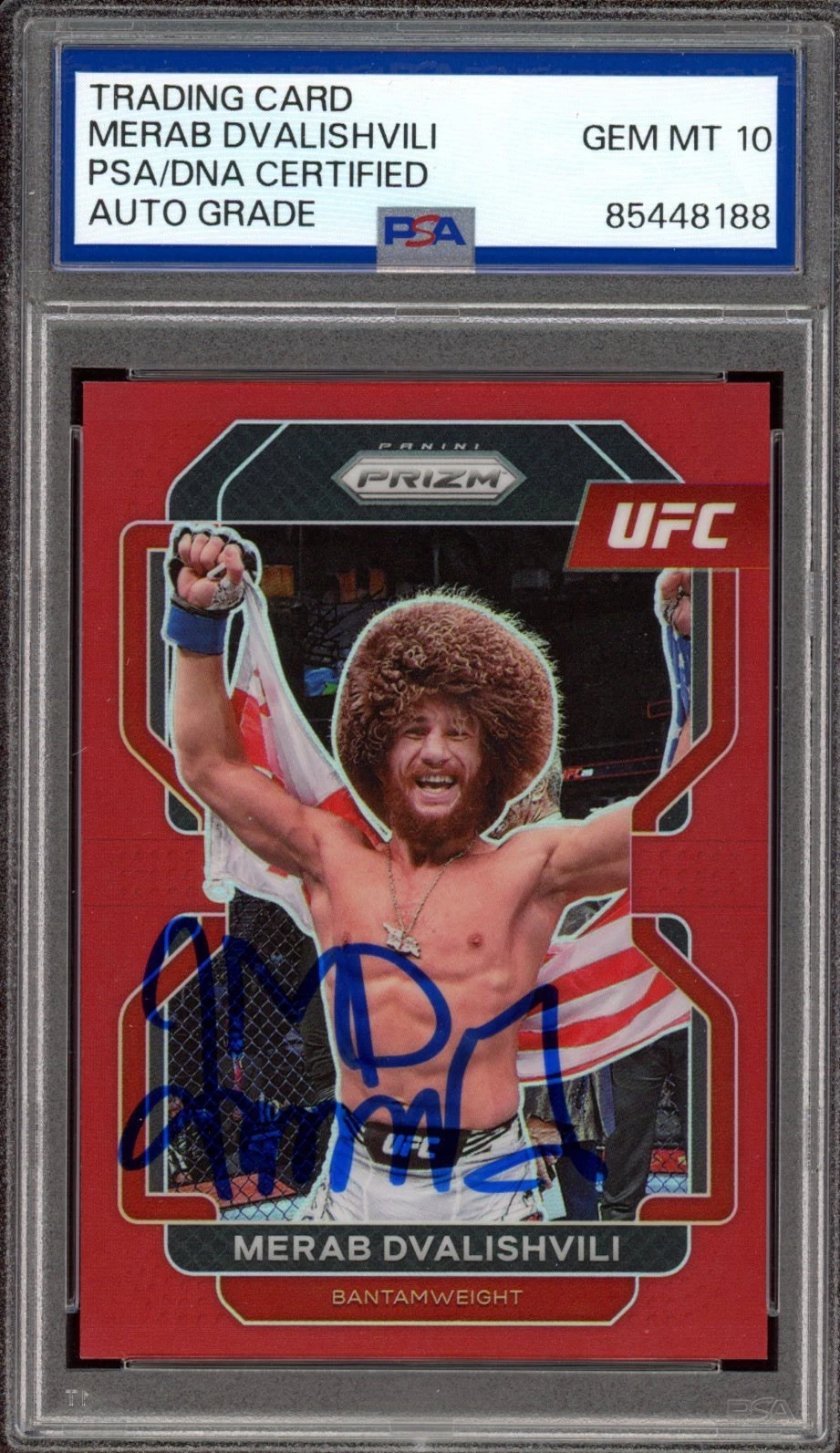 2022 Panini Prizm UFC #198 Merab Dvalishvili Signed Red /299 PSA GEM MT 10 AUTO